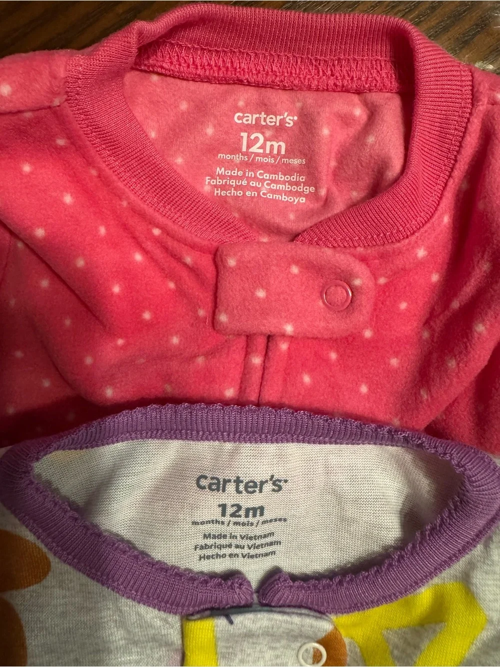 Carter's Pink Unicorn & Patterned Multi-Color Baby One-Piece Sleepers (2-Pack)
